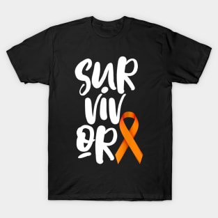 Leukemia Cancer Survivor Shirt Orange Ribbon Kidney T-Shirt